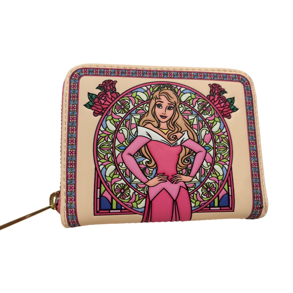 Loungefly Sleeping Beauty Wallet Women Pink Stained Glass Aurora NWT